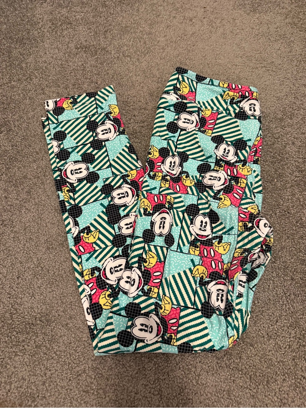 Green Mickey Mouse Full Length Leggings